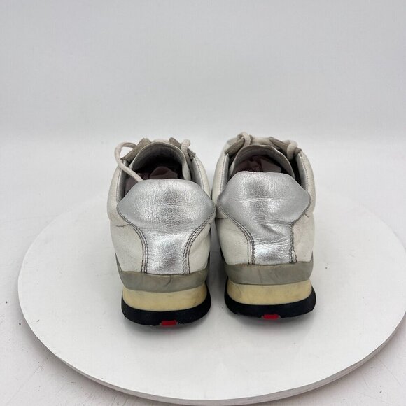 Prada Women Size EU 35.5 US 5.5 White Suede Leather Low Top Lace Up Casual Shoes - Picture 5 of 11